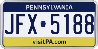 PA license plate JFX5188