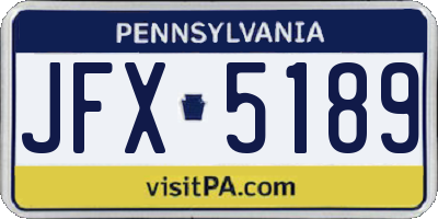 PA license plate JFX5189