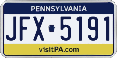 PA license plate JFX5191