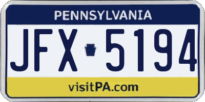 PA license plate JFX5194