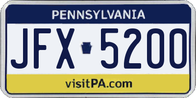 PA license plate JFX5200