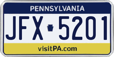 PA license plate JFX5201