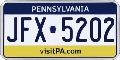 PA license plate JFX5202