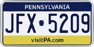 PA license plate JFX5209