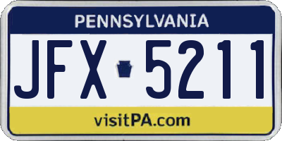 PA license plate JFX5211