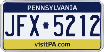 PA license plate JFX5212