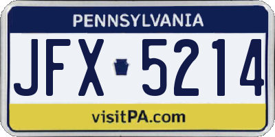PA license plate JFX5214