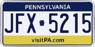 PA license plate JFX5215