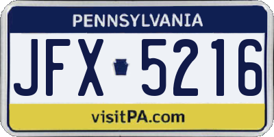 PA license plate JFX5216