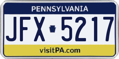 PA license plate JFX5217