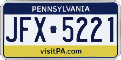 PA license plate JFX5221