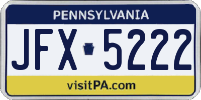 PA license plate JFX5222