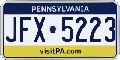 PA license plate JFX5223
