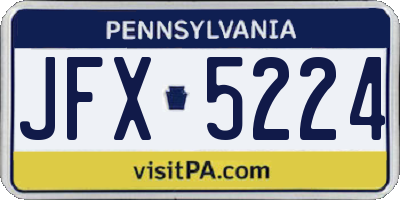 PA license plate JFX5224