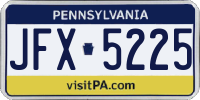 PA license plate JFX5225