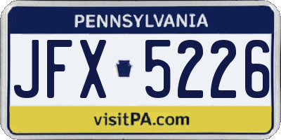PA license plate JFX5226