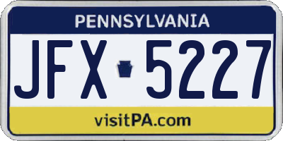 PA license plate JFX5227