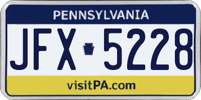 PA license plate JFX5228