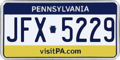 PA license plate JFX5229