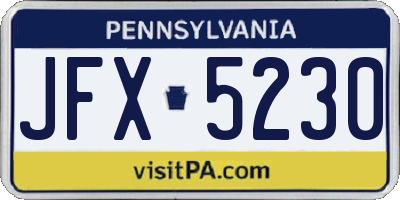 PA license plate JFX5230