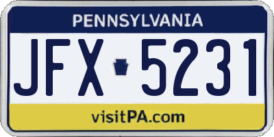 PA license plate JFX5231