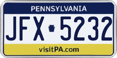 PA license plate JFX5232