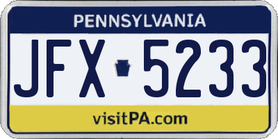 PA license plate JFX5233