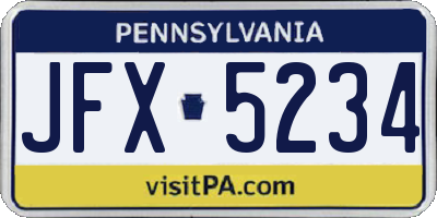 PA license plate JFX5234