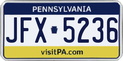PA license plate JFX5236