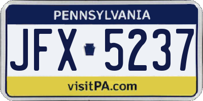 PA license plate JFX5237
