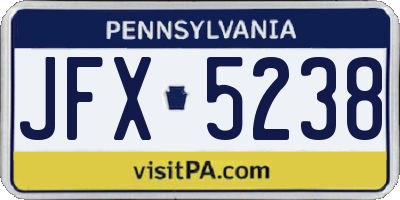 PA license plate JFX5238
