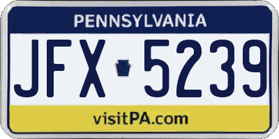 PA license plate JFX5239