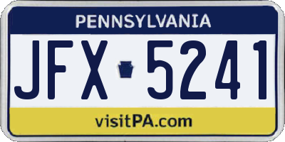 PA license plate JFX5241