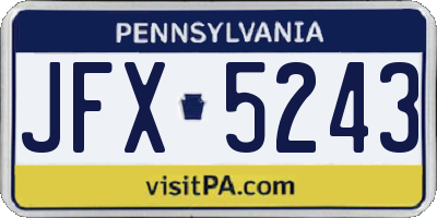 PA license plate JFX5243