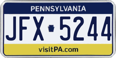 PA license plate JFX5244
