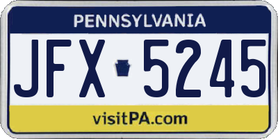PA license plate JFX5245