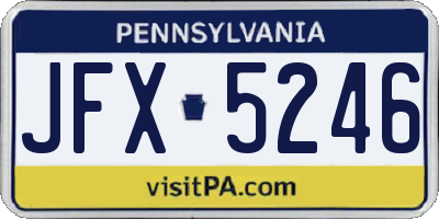 PA license plate JFX5246