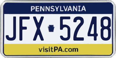 PA license plate JFX5248