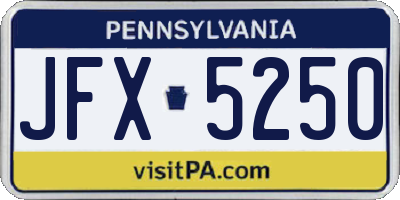 PA license plate JFX5250