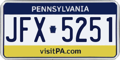 PA license plate JFX5251