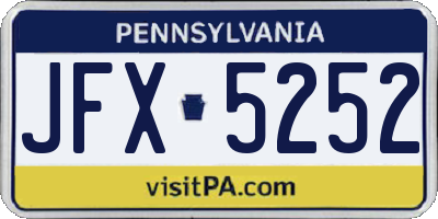 PA license plate JFX5252