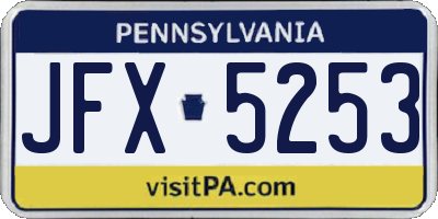 PA license plate JFX5253
