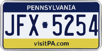PA license plate JFX5254