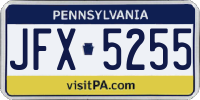 PA license plate JFX5255