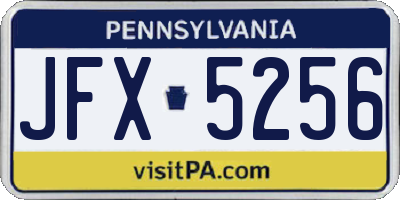 PA license plate JFX5256