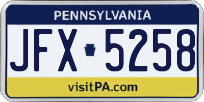 PA license plate JFX5258