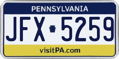 PA license plate JFX5259