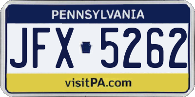 PA license plate JFX5262
