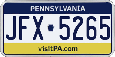 PA license plate JFX5265