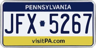 PA license plate JFX5267